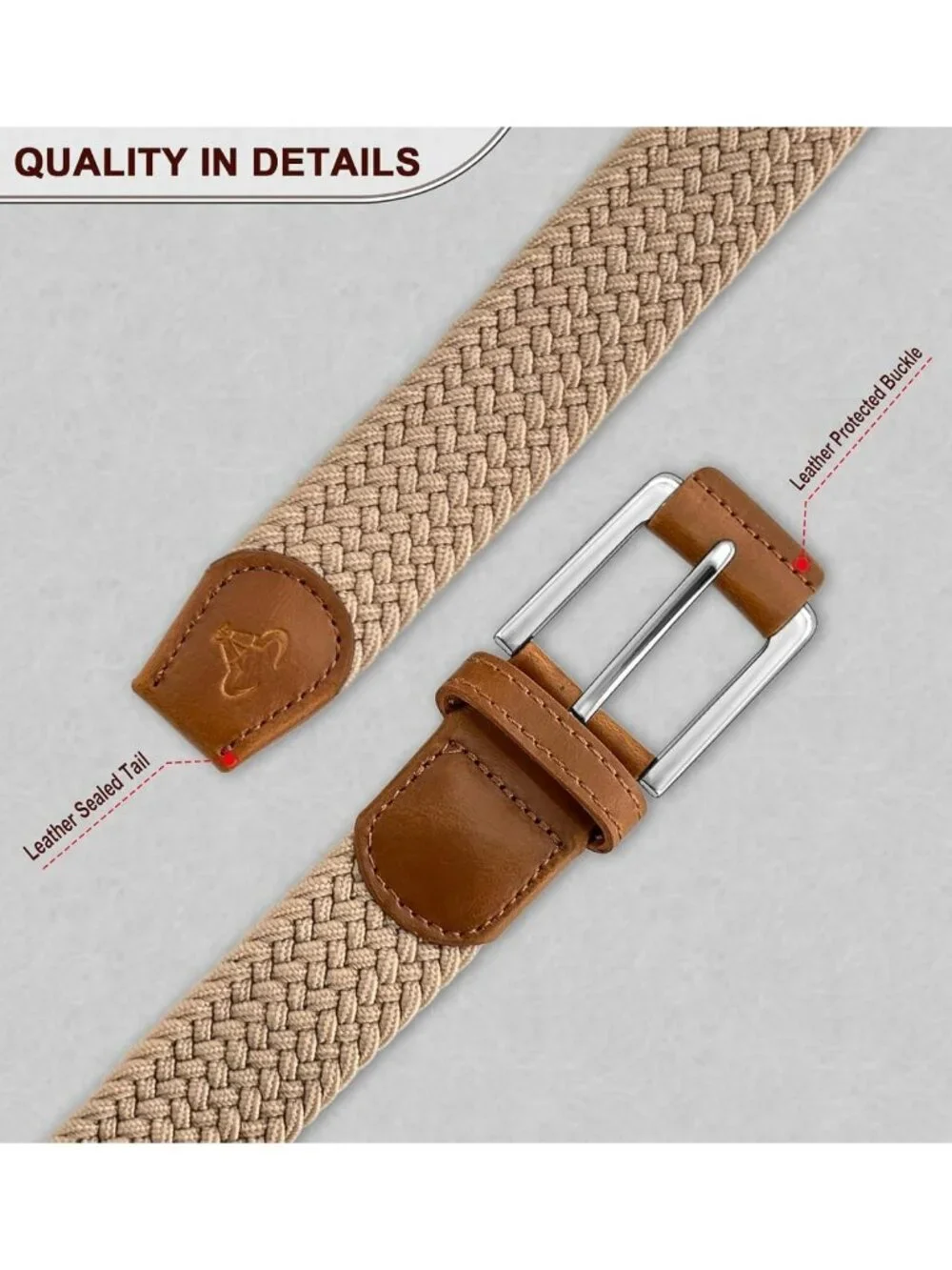 Woven Braided Stretch Web Belt 2-Pack for Men - Adjustable, Gift Boxed